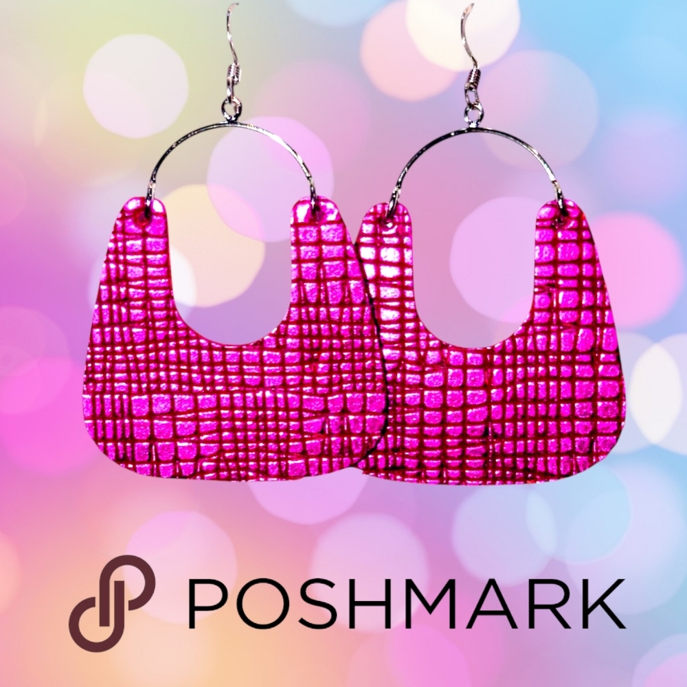 Nickel & Suede Fuchsia Textured Earrings